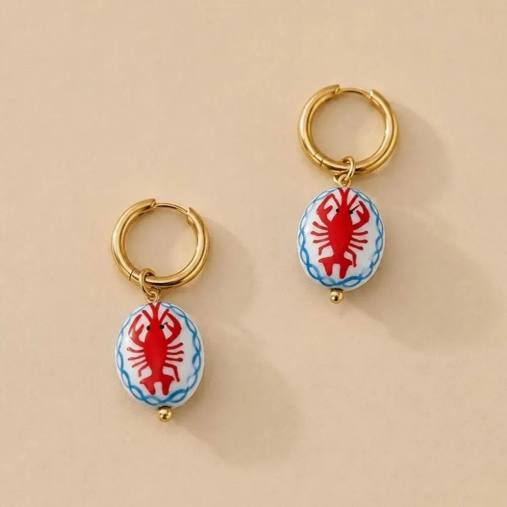 lobster hoop earrings D62